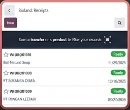 Daftar Receipts dengan status Ready